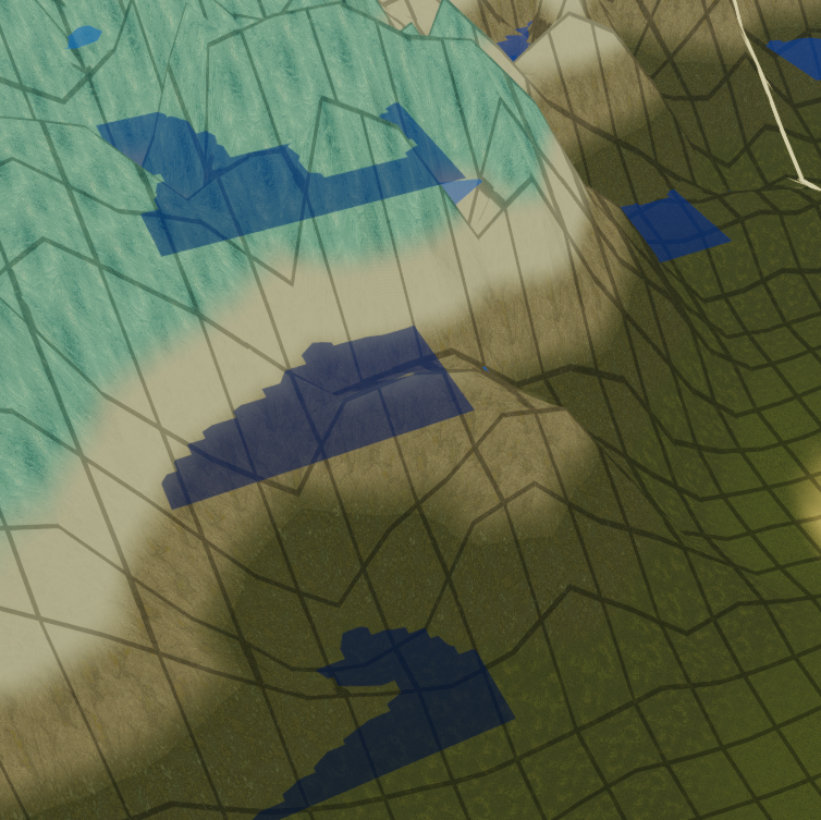 Tile grid overlay across the terrain